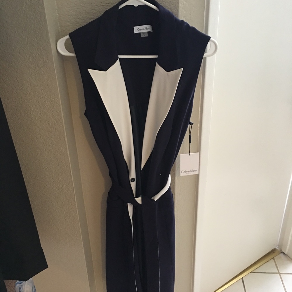 Calvin Klein dress and overcoat